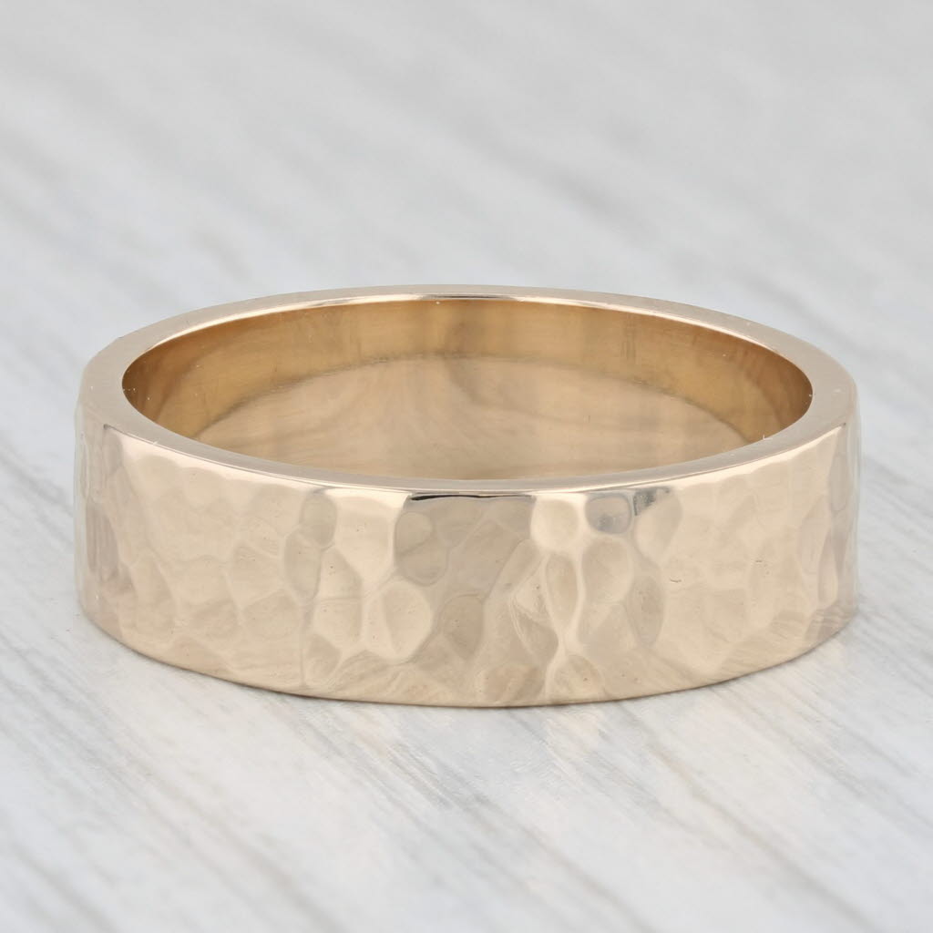 Light Gray James Avery Amore Band 14k Yellow Gold Hammered Finish Wedding Ring Size 10