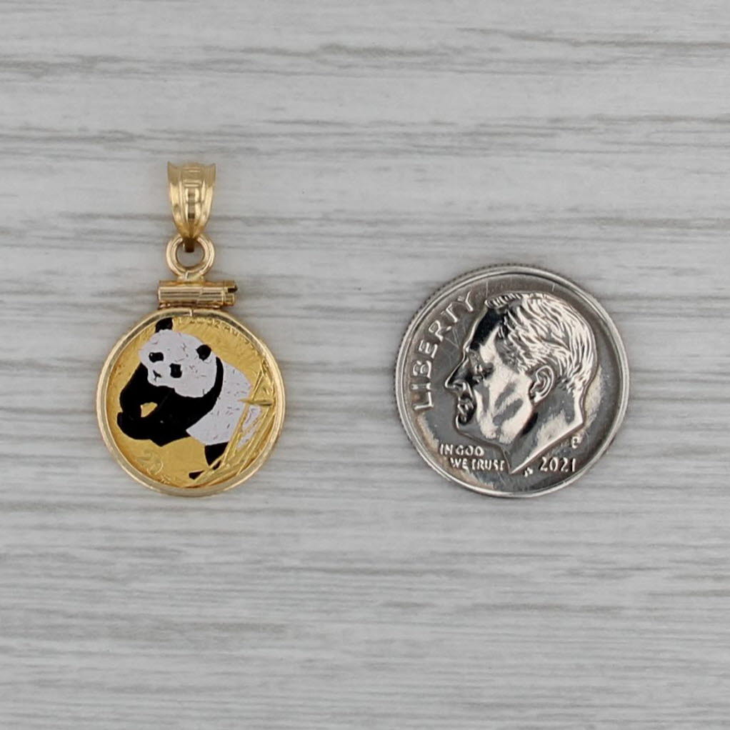 Colorized Painted Panda Coin Pendant 14k 999 Gold 2001 20 Yuan 1/20oz