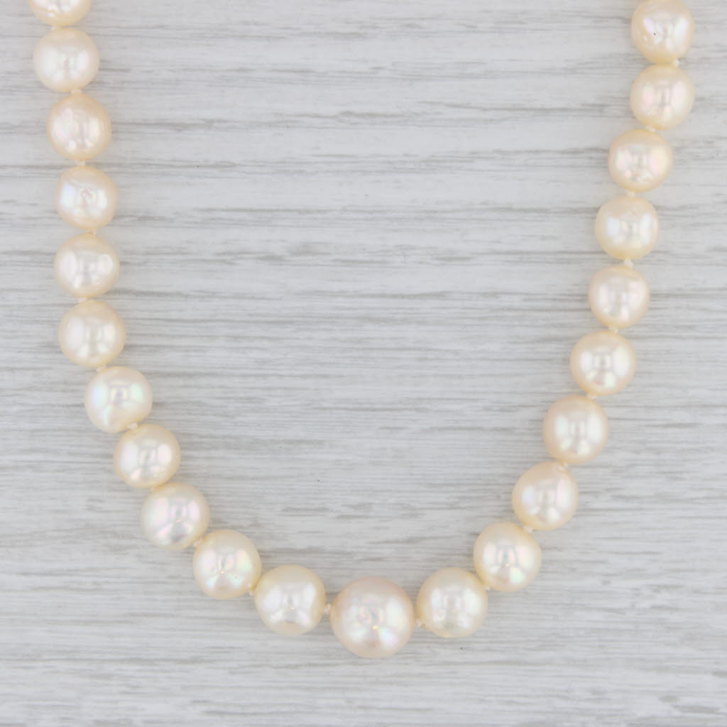Gray Antique 0.80ctw Diamond Pearl Strand Necklace 14k Gold Platinum 18.5”