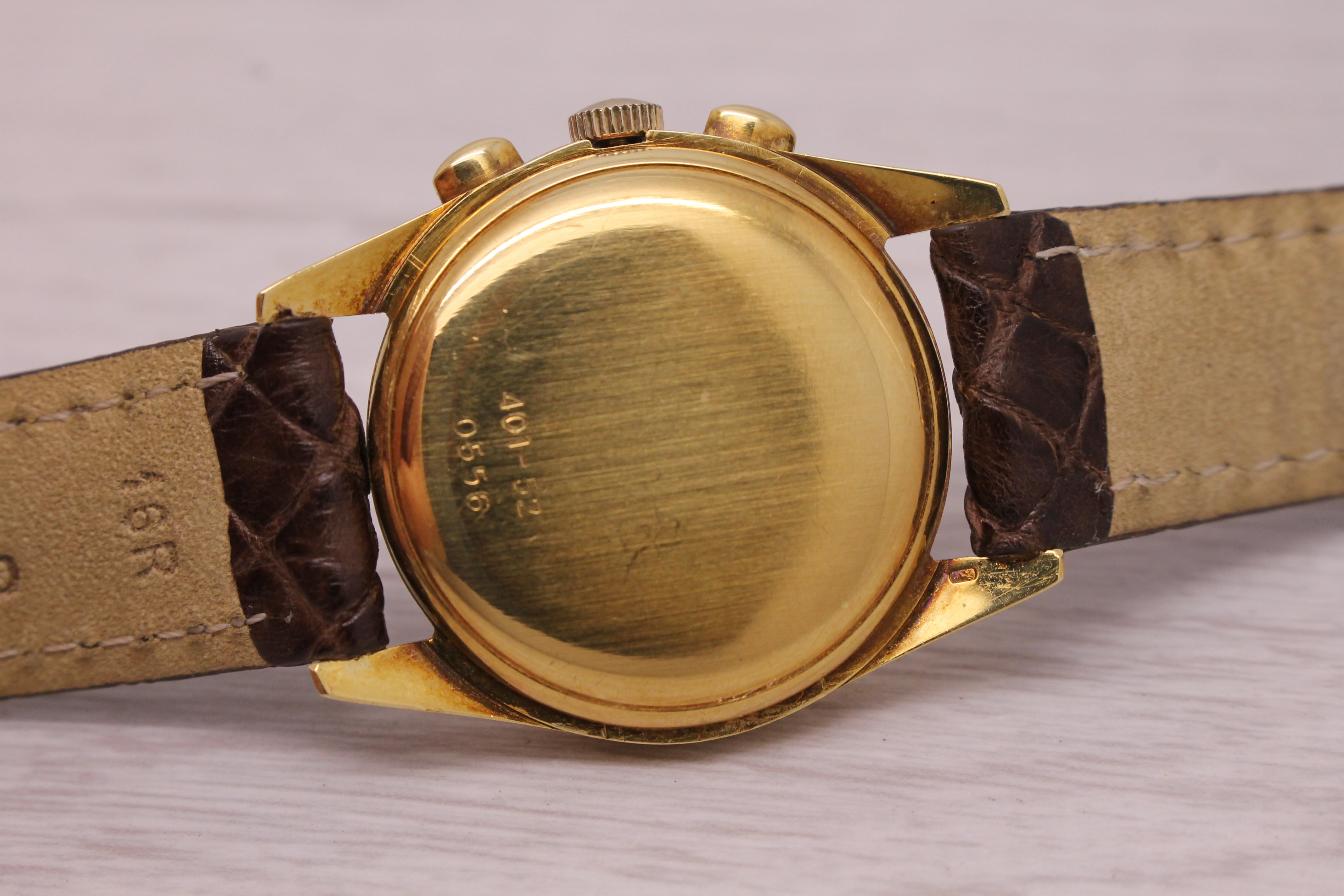 Dark Gray Vintage Ulysse Nardin 18k Gold 28mm Baby Chronongraph Valjoux 69 by Tourneau