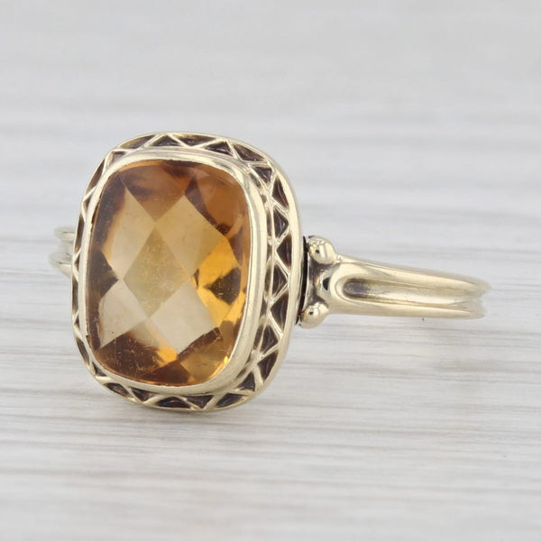 1.85ct Cushion Cut Citrine Solitaire Ring 10k Yellow Gold Size 5.5