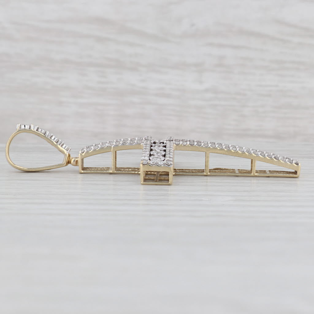 Light Gray Large 2ctw Diamond Cross Pendant 10k Yellow Gold Religious Jewelry