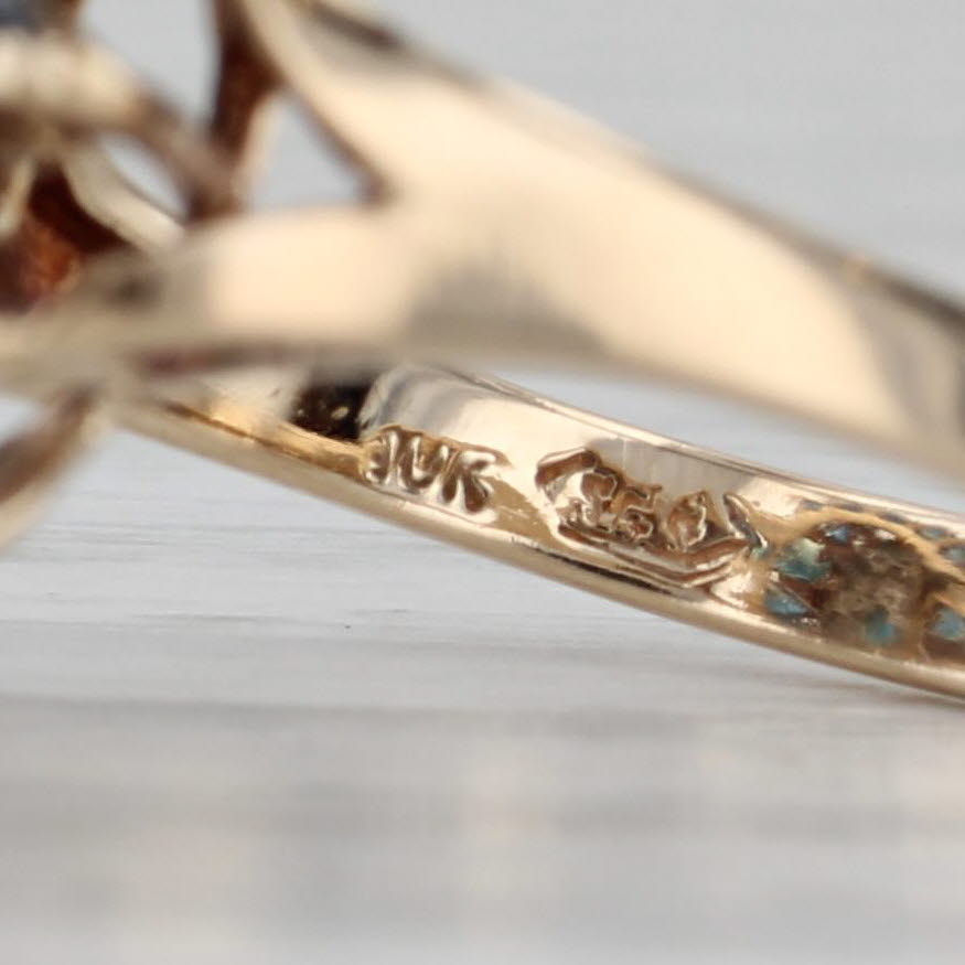 Gray 3.34ctw Blue Sapphire Diamond Flower Ring 10k Yellow Gold Size 6.25 Cocktail