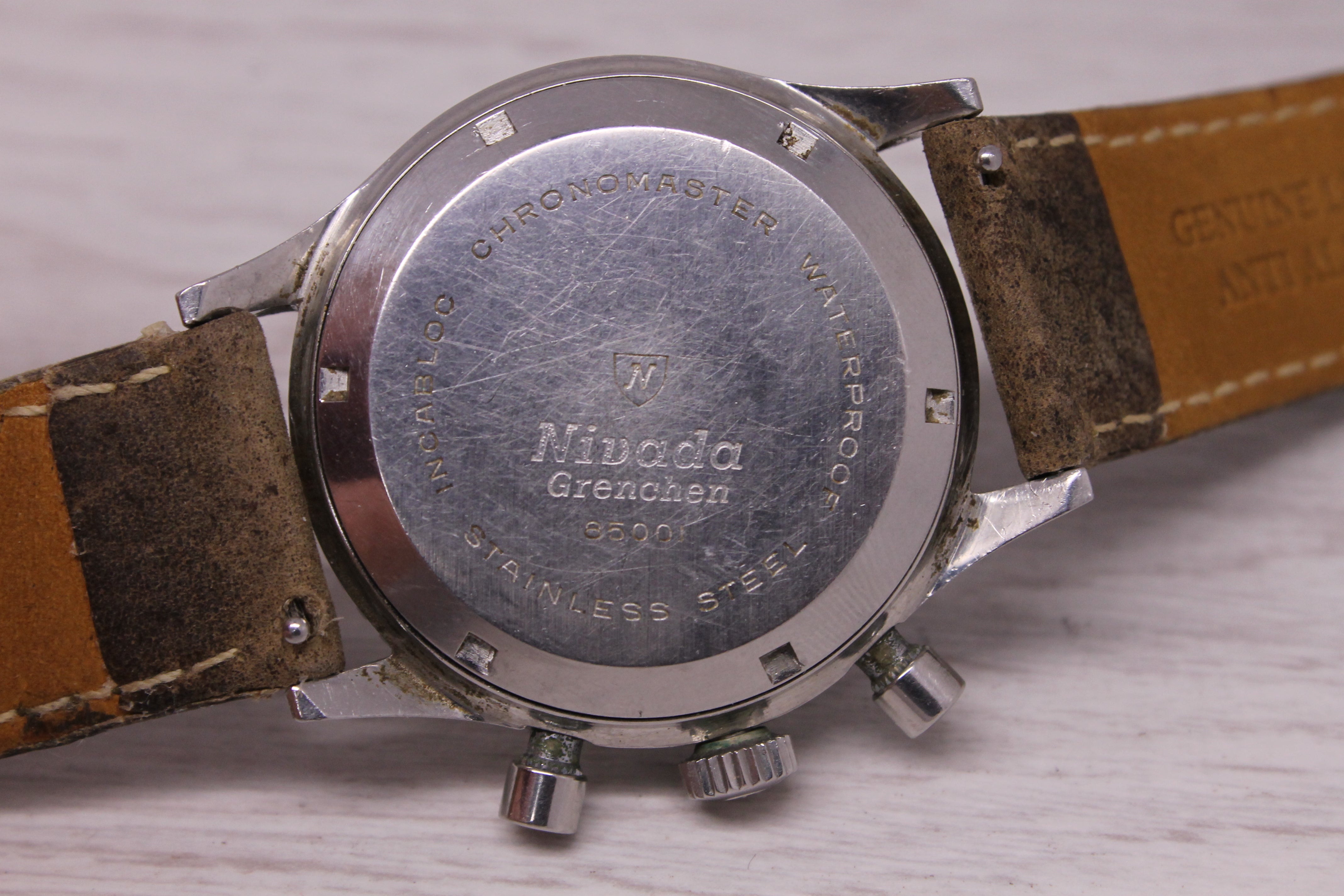 Vintage Nivada Grenchen Chronomaster 38.5mm Chronograph Valjoux 92 Watch