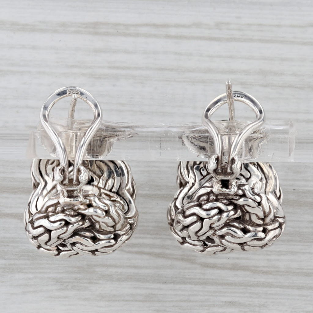 John Hardy Knot Drop Earrings Sterling Silver Omega Backs
