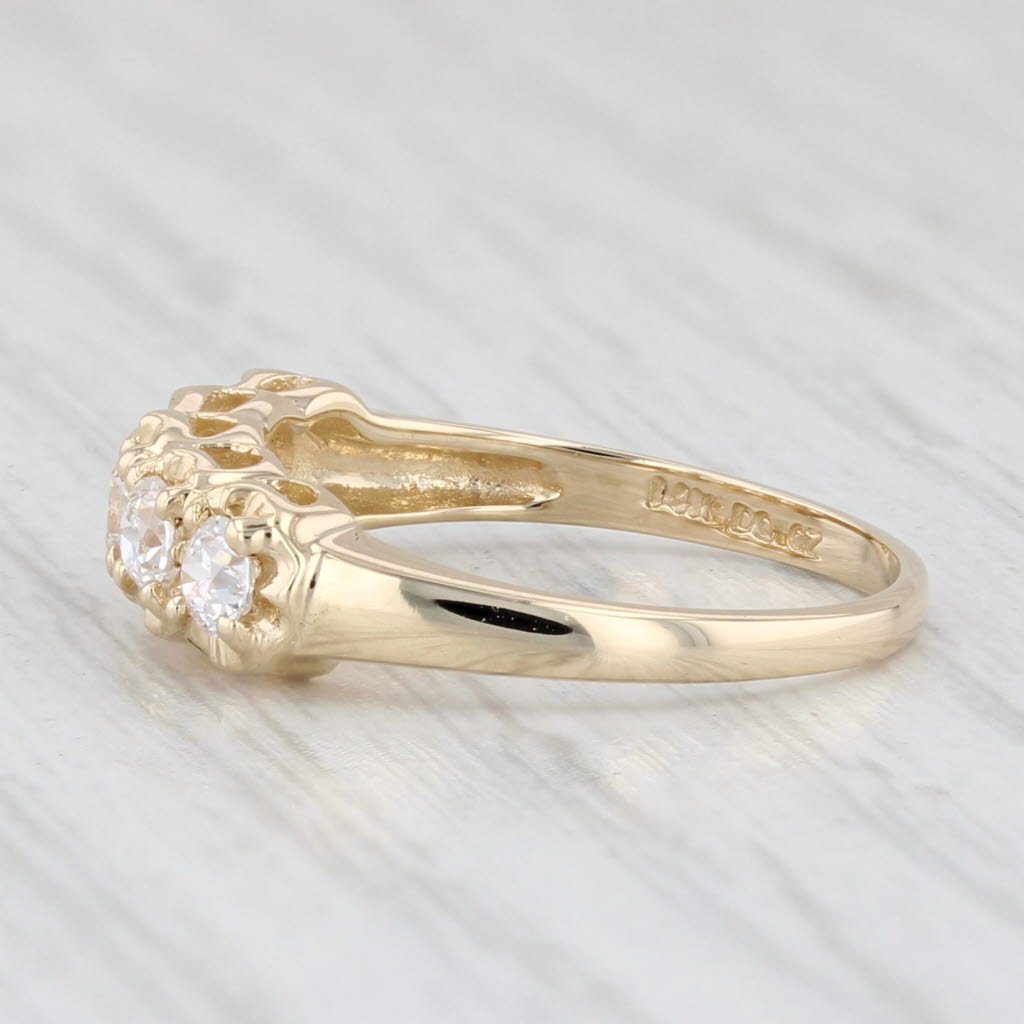 Light Gray 0.35ctw Cubic Zirconia Ring 14k Yellow Gold Size 4 Wedding Anniversary Band