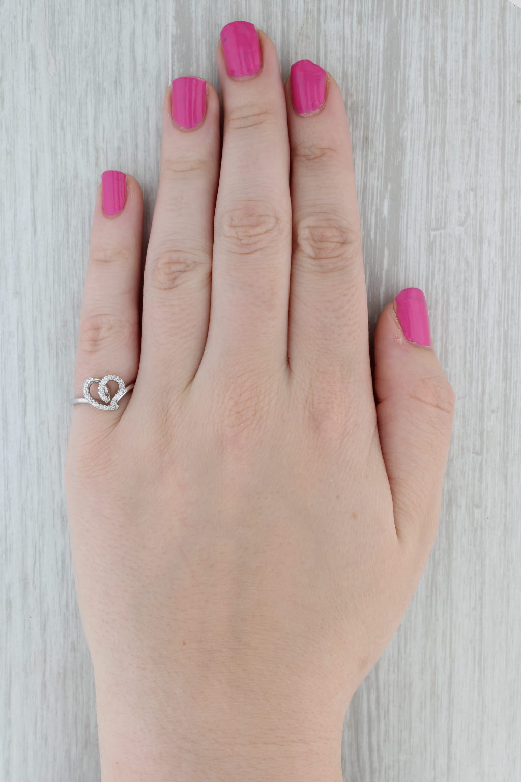 Gray Piero Milano Diamond Heart Swirl Ring 18k White Gold with Box Size 7