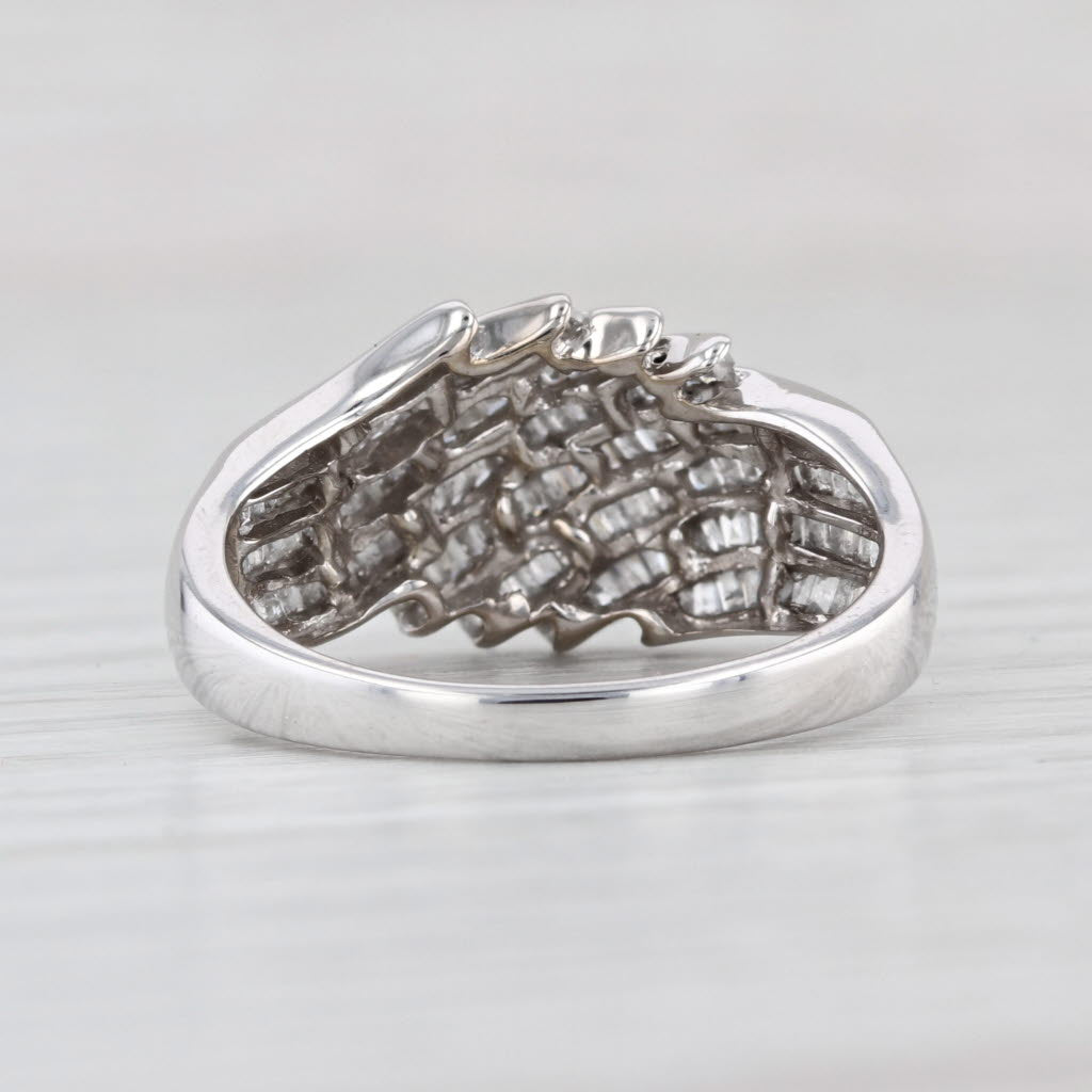 0.70ctw Diamond Layered Bypass Ring 10k White Gold Size 8