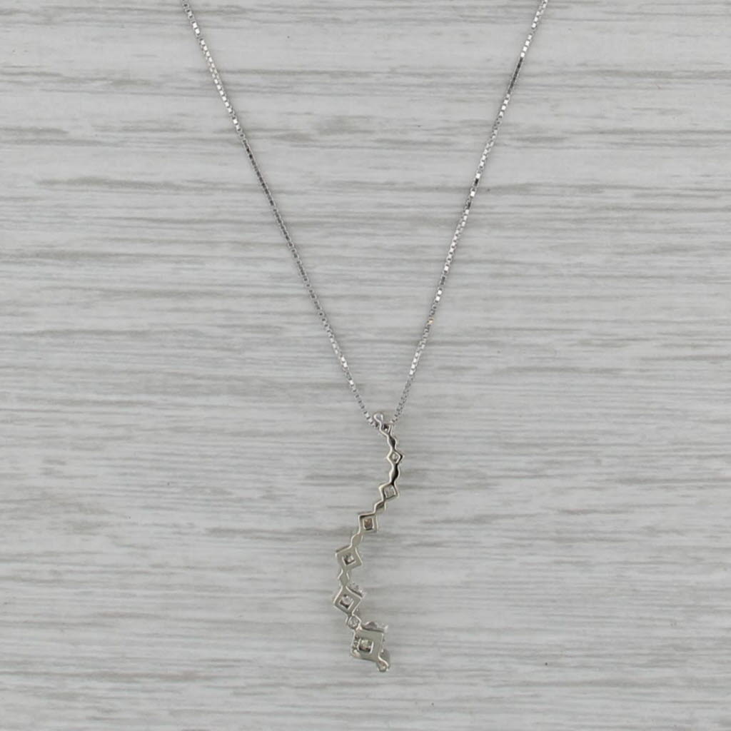 0.56ctw Diamond Journey Pendant Necklace 10k White Gold 18" Box Chain
