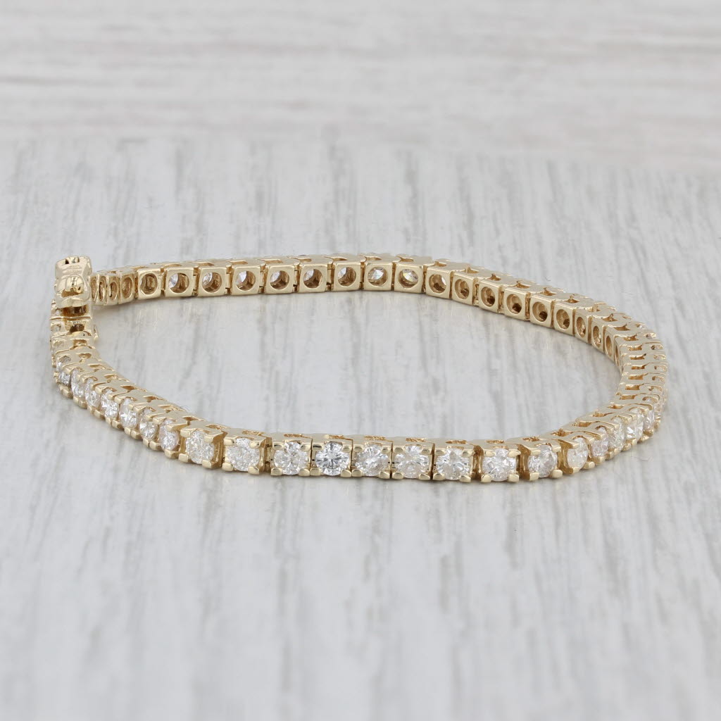 Gray 3ctw Diamond Tennis Bracelet 14k Yellow Gold 6.5" 2.8mm