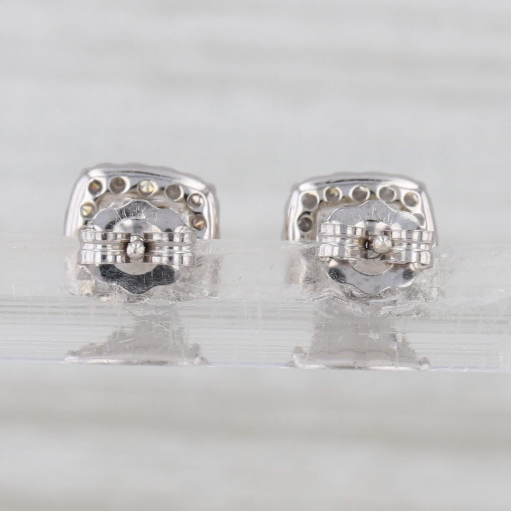 0.49ctw Princess Diamond Halo Stud Earrings 10k White Yellow Gold Studs