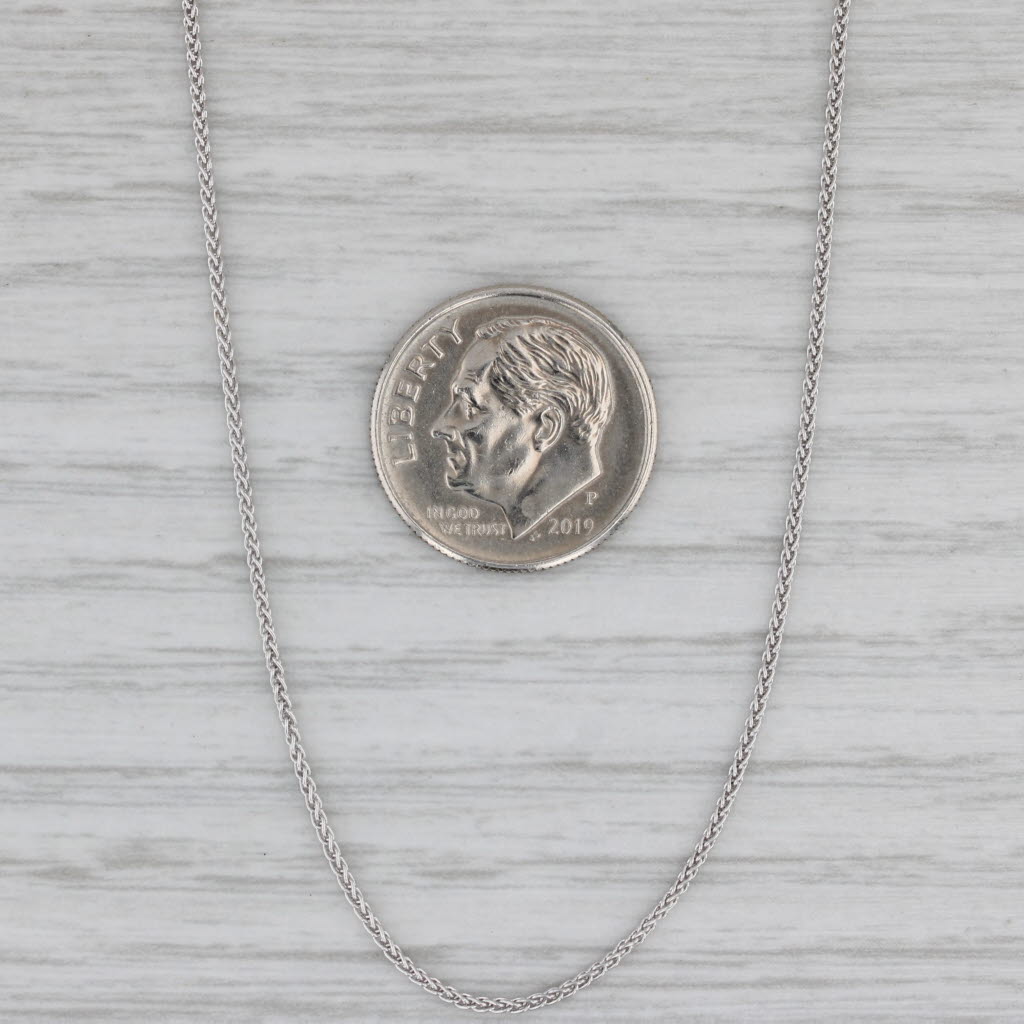 Gray New Wheat Chain Necklace 10k White Gold 16" 1mm