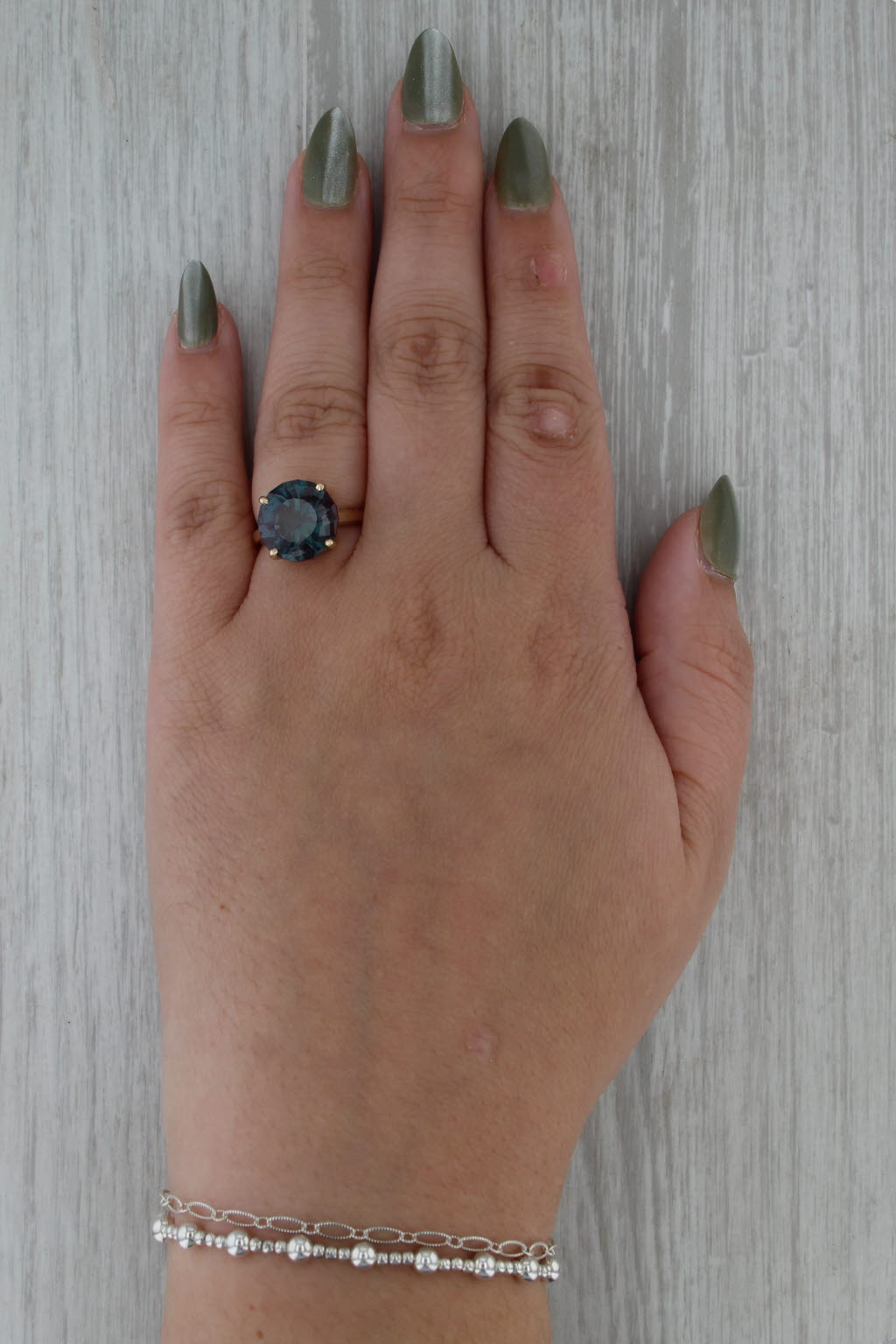 Vintage 7.45ct Lab Created Alexandrite Ring 10k Yellow Gold Size 6