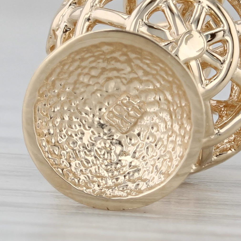 Gray Spinning Globe Charm 14k Yellow Gold Pendant