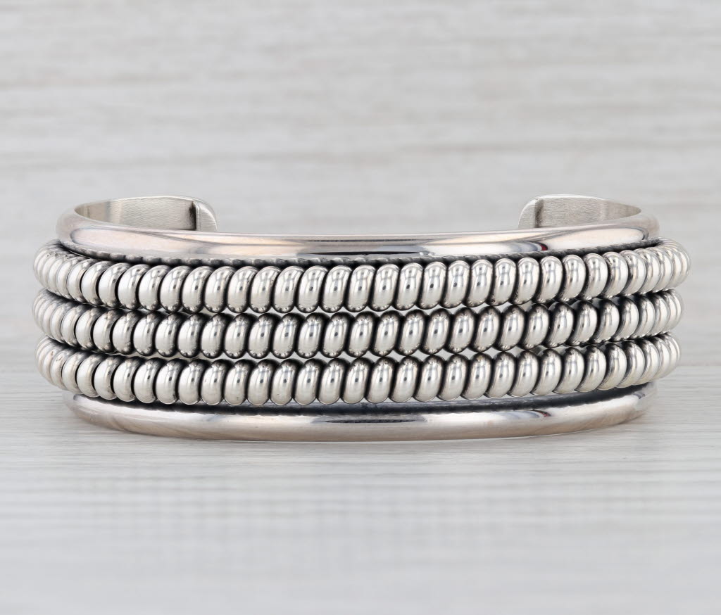 P Tsosie Sr Navajo Native American Cuff Bracelet Sterling Silver 6.5" 21.1mm