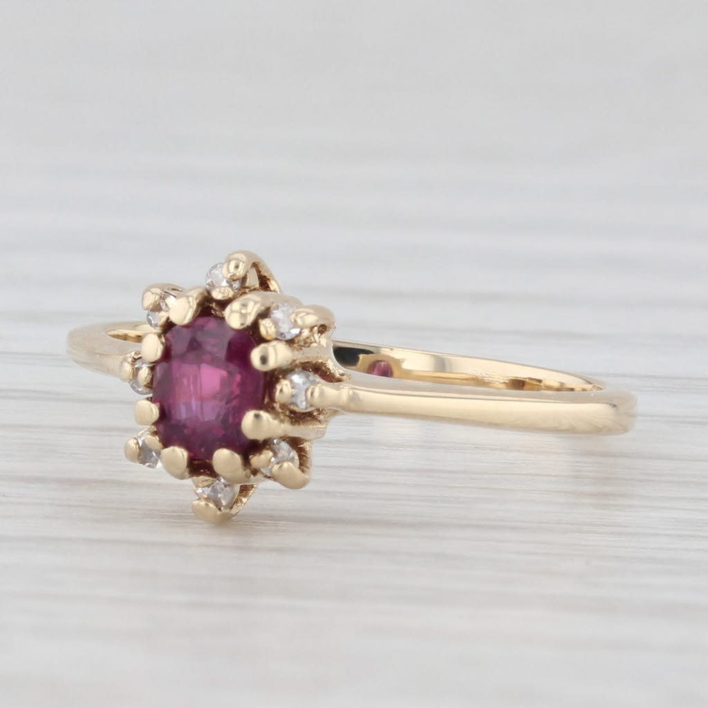 Light Gray 0.38ctw Ruby Diamond Halo Ring 14k Yellow Gold Size 5.75