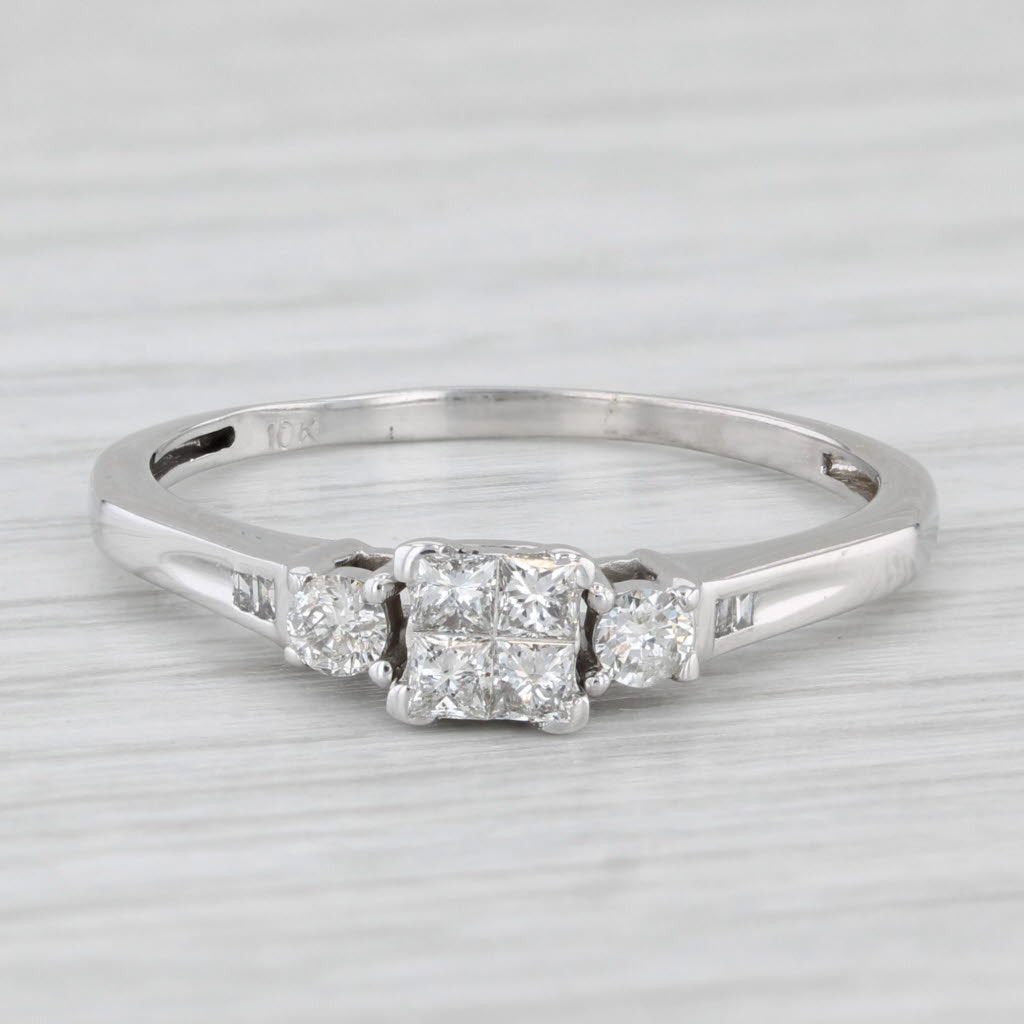 Light Gray 0.30ctw Princess Diamond Engagement Ring 10k White Gold Size 8.5