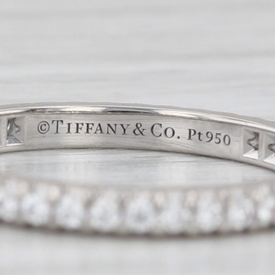 Light Gray Tiffany Soleste 0.33ctw Diamond Eternity Band 950 Platinum Wedding Ring Box