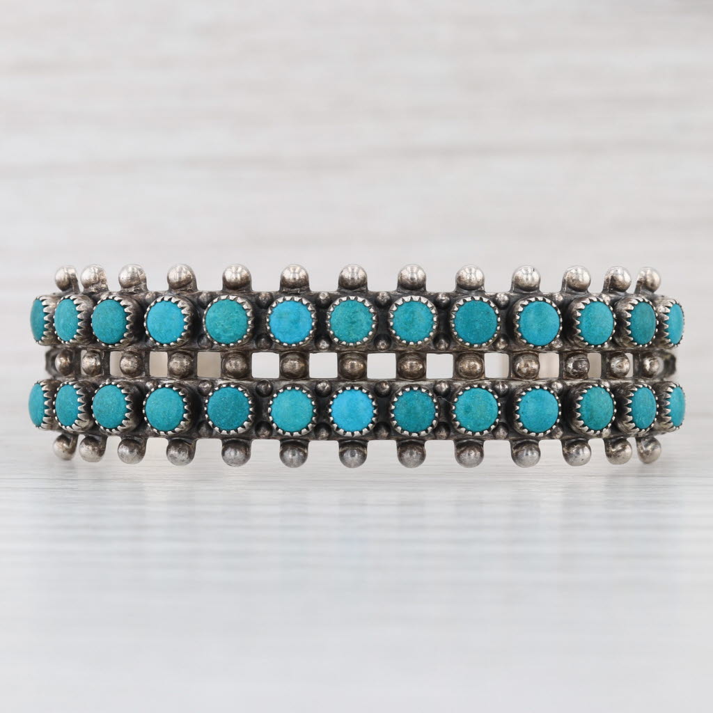 Vintage Imitation Turquoise Cuff Bracelet Sterling Silver Native American