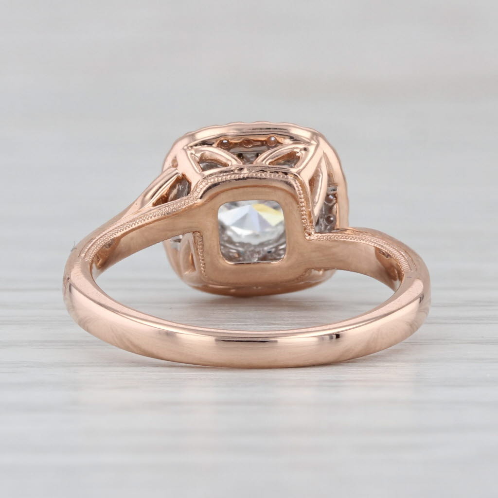 1.24ctw IGI Lab Grown Diamond Halo Engagement Ring 14k Rose Gold Size 7 Bypass