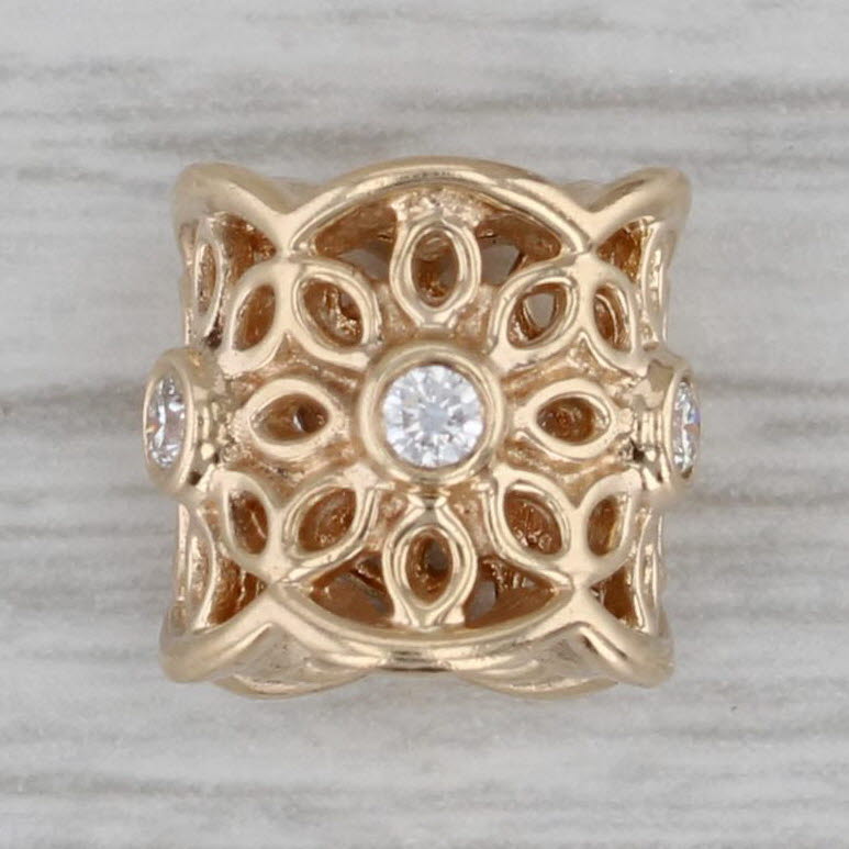 Gray Authentic Pandora Golden Radiance Diamond Charm 14k Gold 750803D Bead