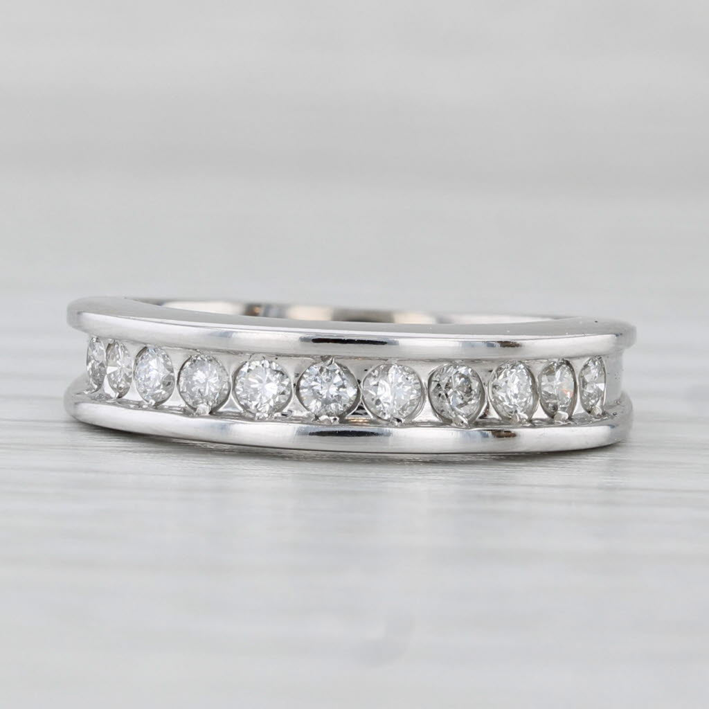 Light Gray 0.33ctw Diamond Wedding Band 14k White Gold Size 7 Anniversary Ring