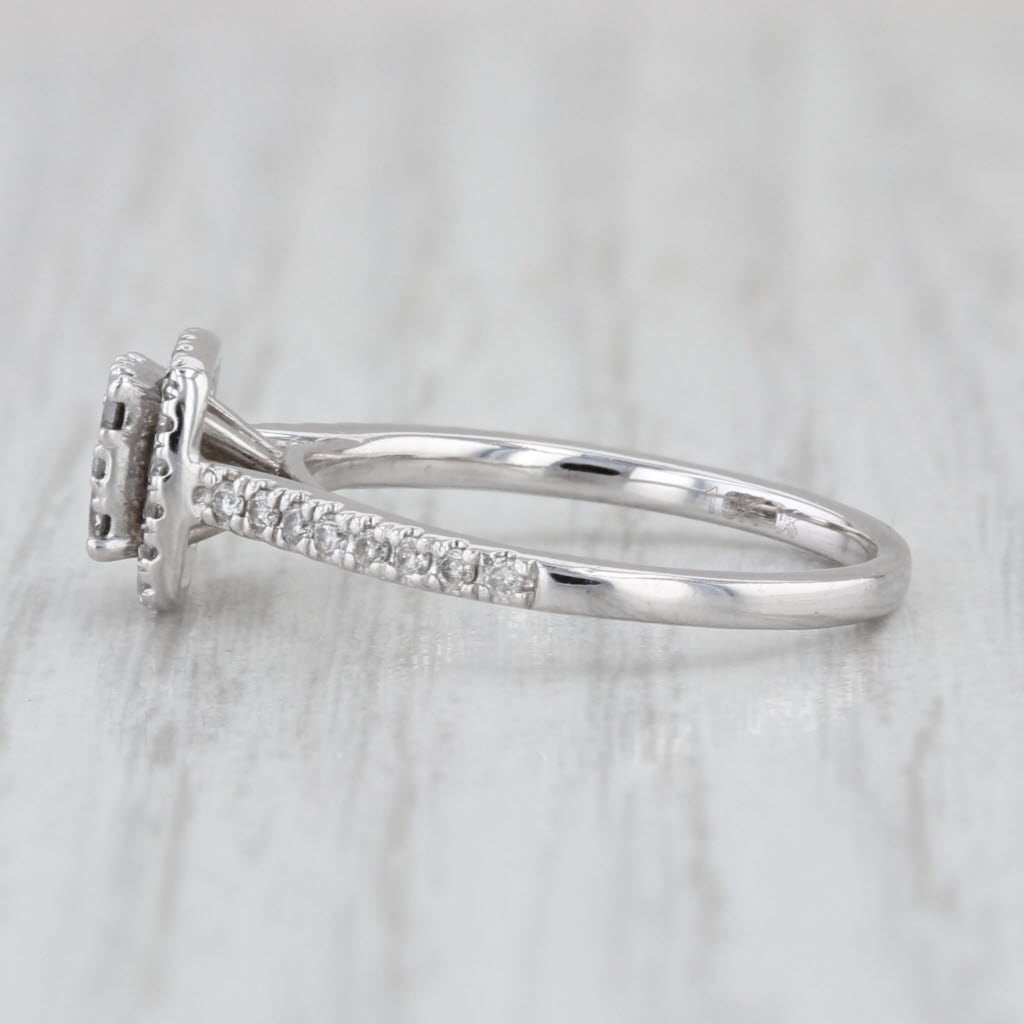 0.32ctw Diamond Cluster Halo Engagement Ring 10k White Gold Size 6