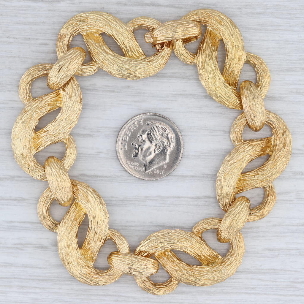 Vintage David Webb Pretzel Link Bracelet 18k Yellow Gold 7" Statement
