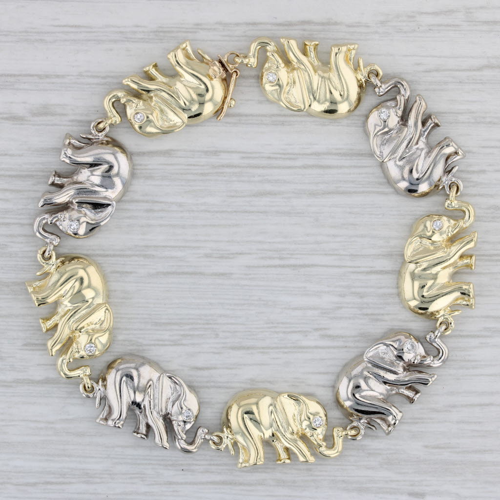 14k gold store elephant bracelet