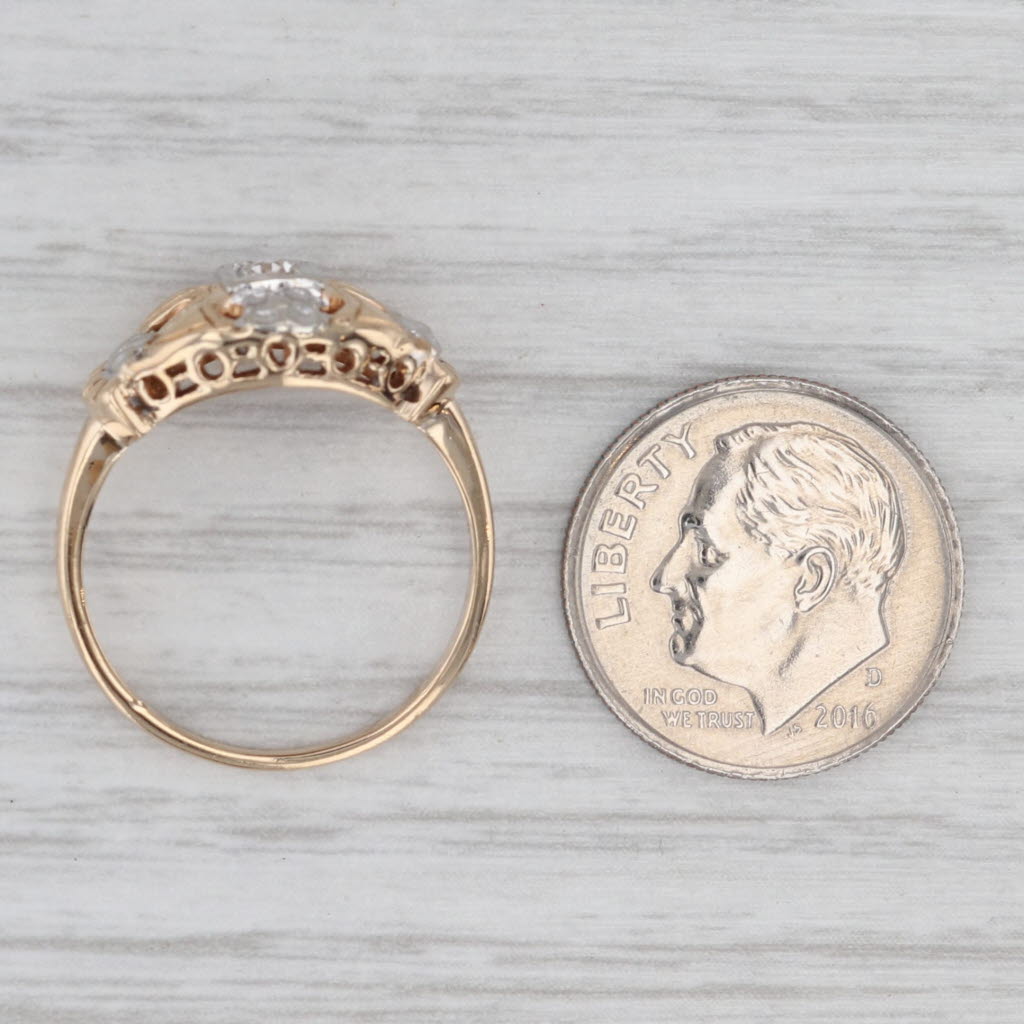 Vintage Diamond Ring 12k -13k Yellow Gold Size 6.75