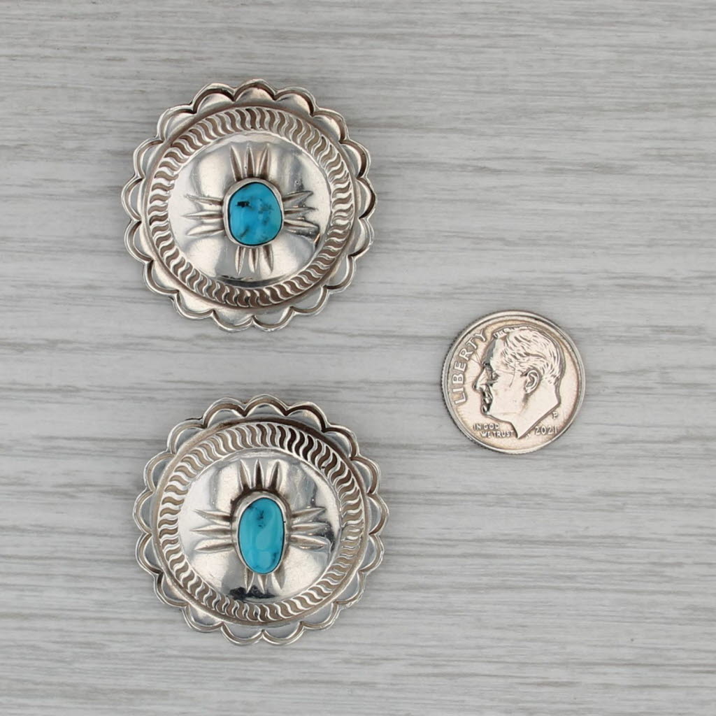 Native American Navajo Stud Earrings Sterling Silver Turquoise Macella James