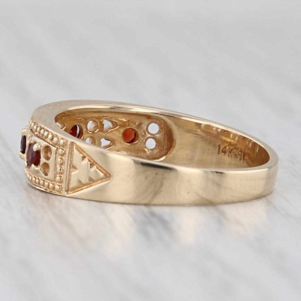 Light Gray 0.25ctw Garnet Ring 14k Yellow Gold Size 8 Stackable Openwork Band