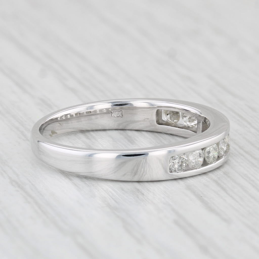 Light Gray 0.48ctw Diamond Wedding Band 18k White Gold Size 8.5 Stackable Anniversary Ring