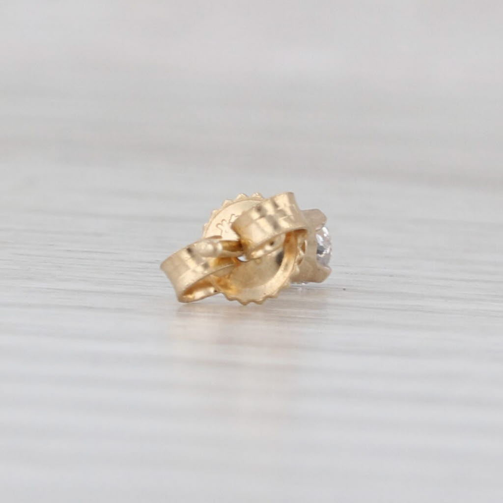 Single 0.11ct Diamond Round Solitaire Stud Earring 14k Yellow Gold