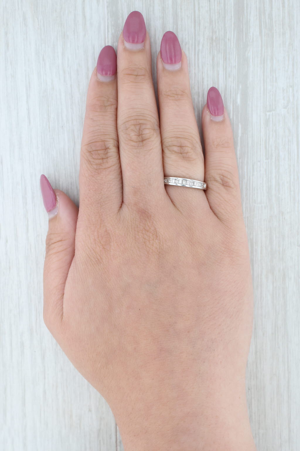 Gray 0.52ctw Diamond Wedding Band 14k White Gold Anniversary Ring Size 7.25 Stackable