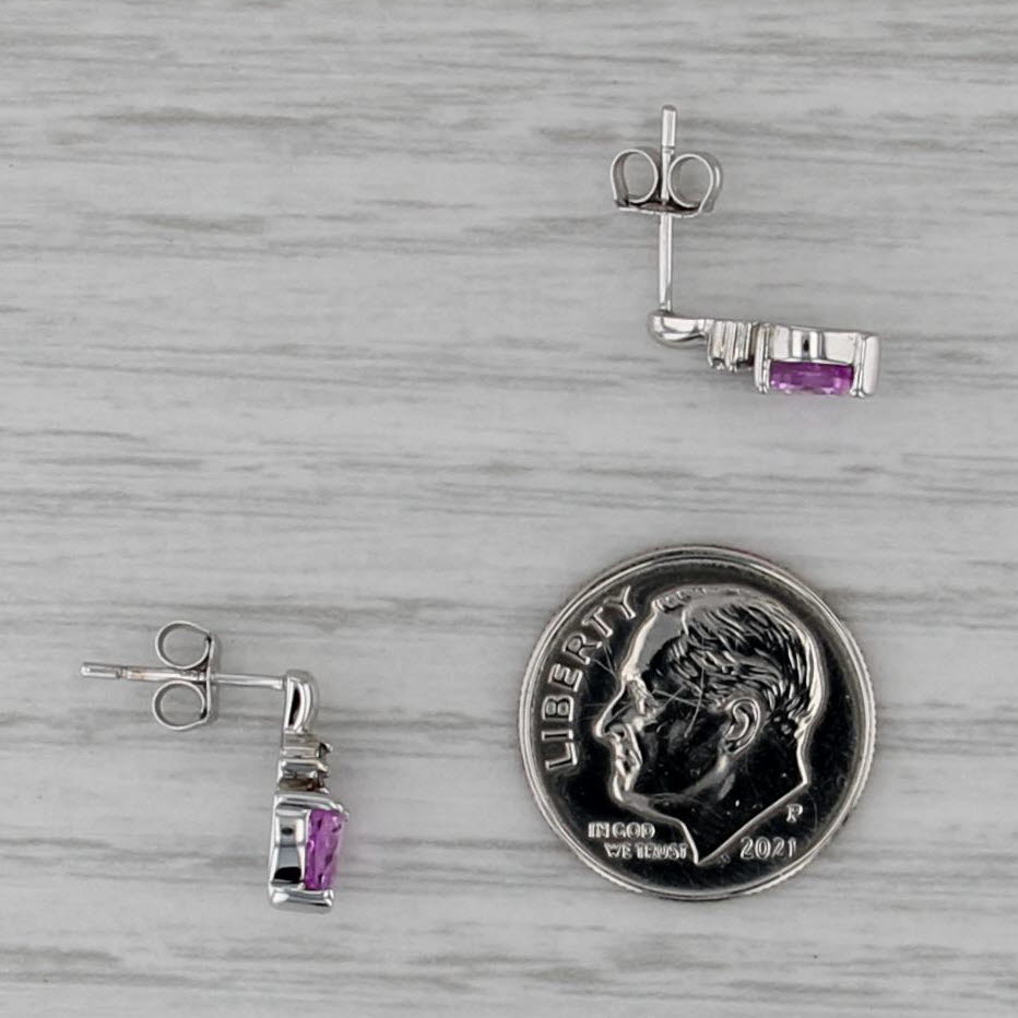 1.23ctw Lab Created Sapphire Heart Diamond Stud Earrings 10k White Gold Studs