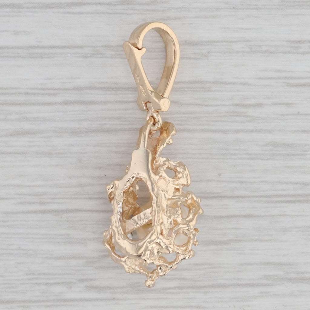 Gray Cultured Pearl Diamond Enhancer Pendant 14k Yellow Gold Clip Bail