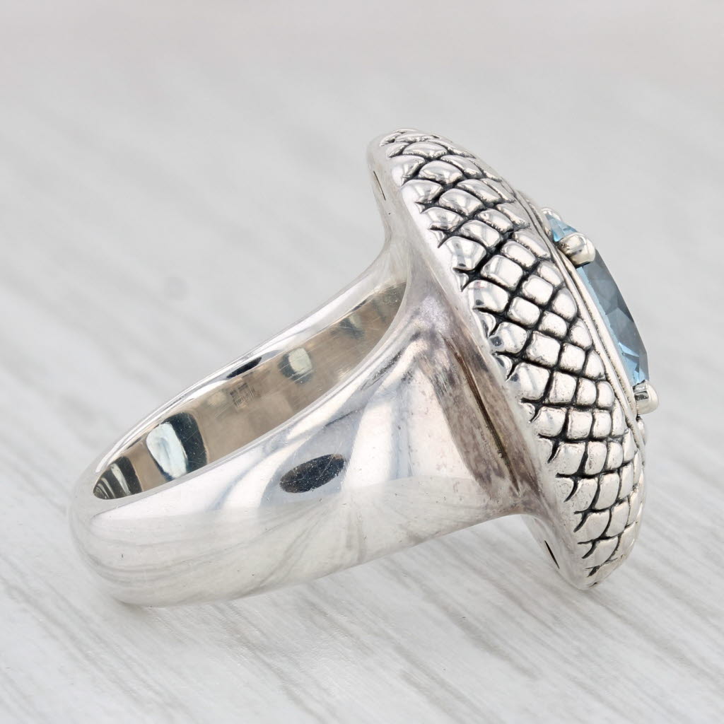 Light Gray 4.10ct Round Blue Topaz Solitaire Ring Sterling Silver Size 6 Statement
