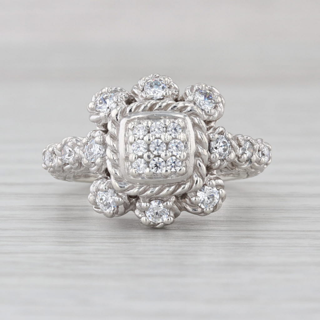 Judith Ripka 0.56ctw Cubic Zirconia Cluster Halo Ring Sterling Silver Size 7