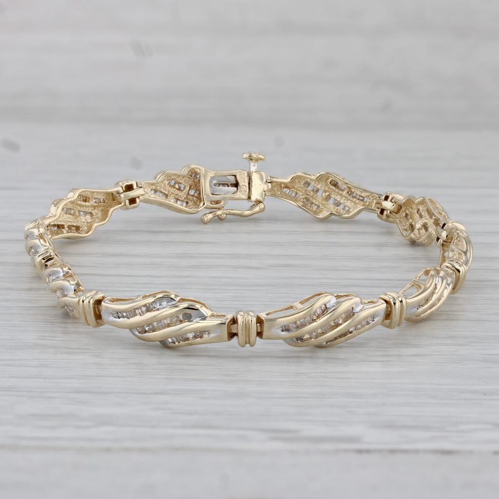 Gray 0.50ctw Diamond Scalloped Bracelet 10k Yellow Gold 7" 6.5mm