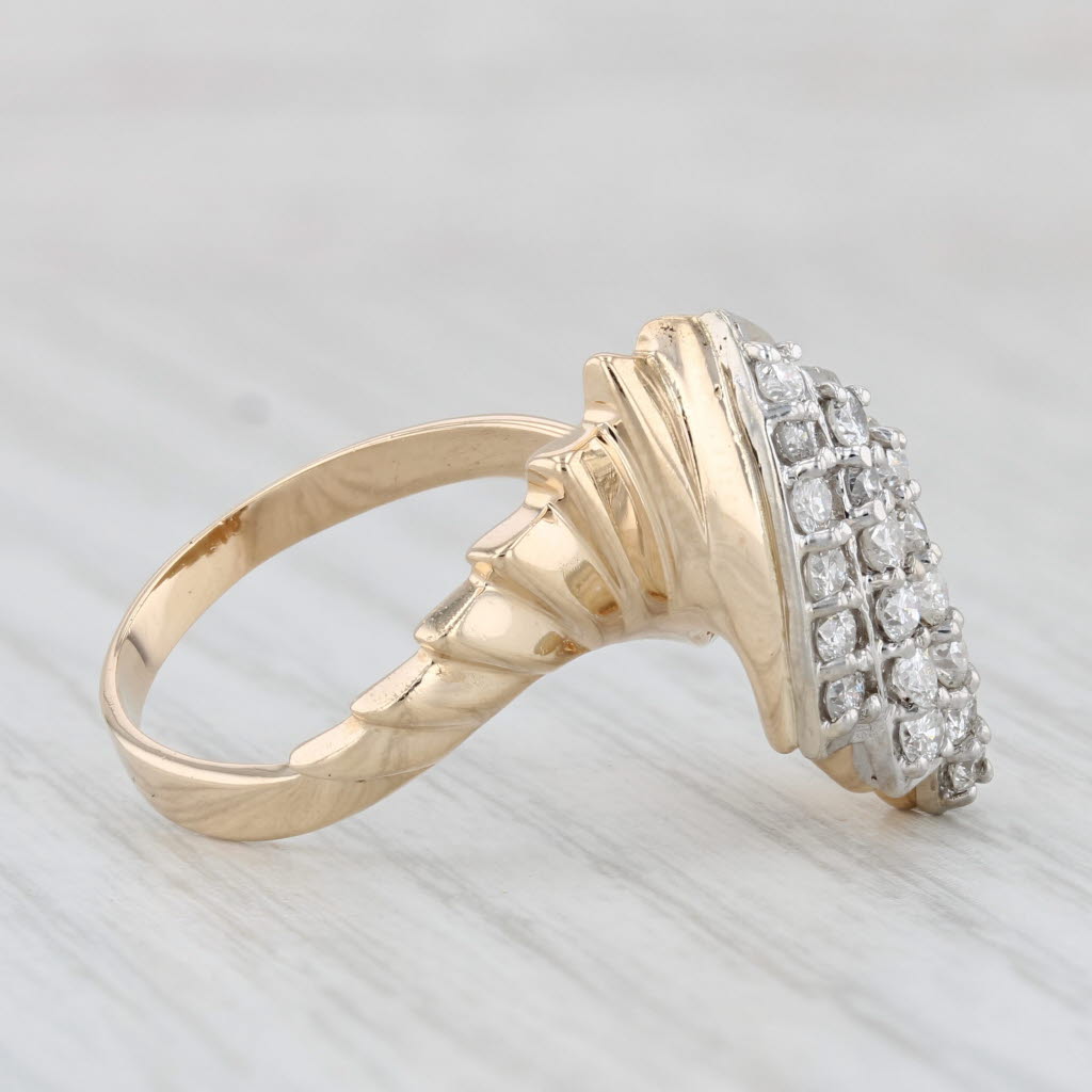 Light Gray Vintage 0.45ctw Diamond Twist Cocktail Ring 14k Yellow Gold Size 7.5