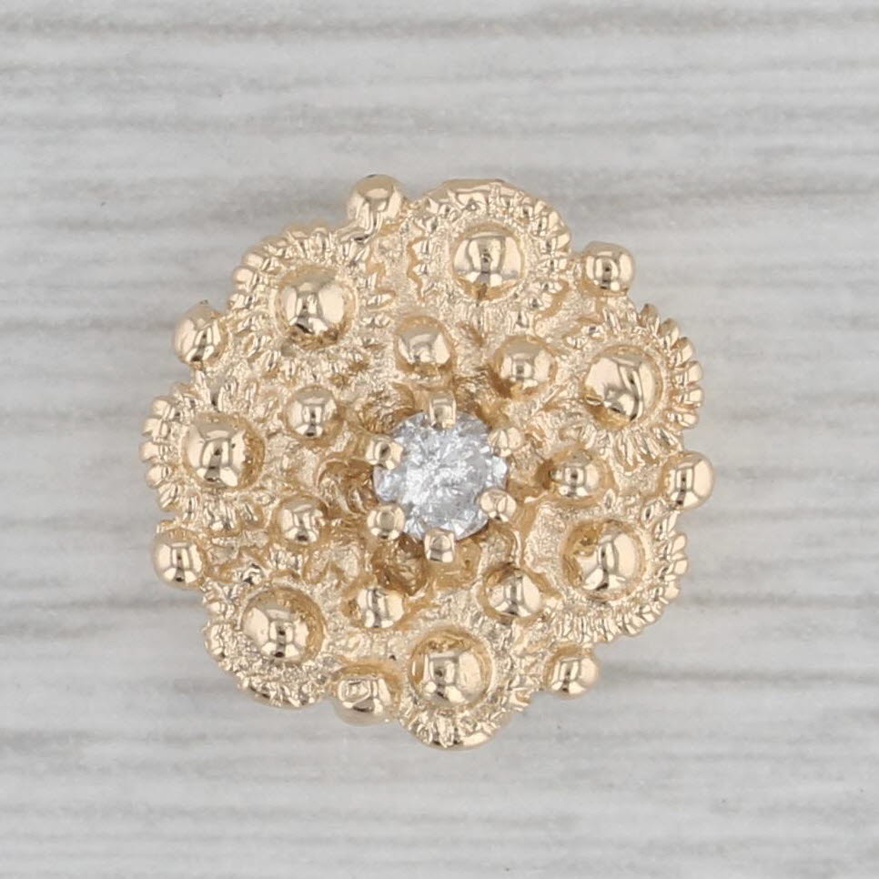 Gray Richard Glatter Diamond Flower Slide Bracelet Charm 14k Yellow Gold Vintage