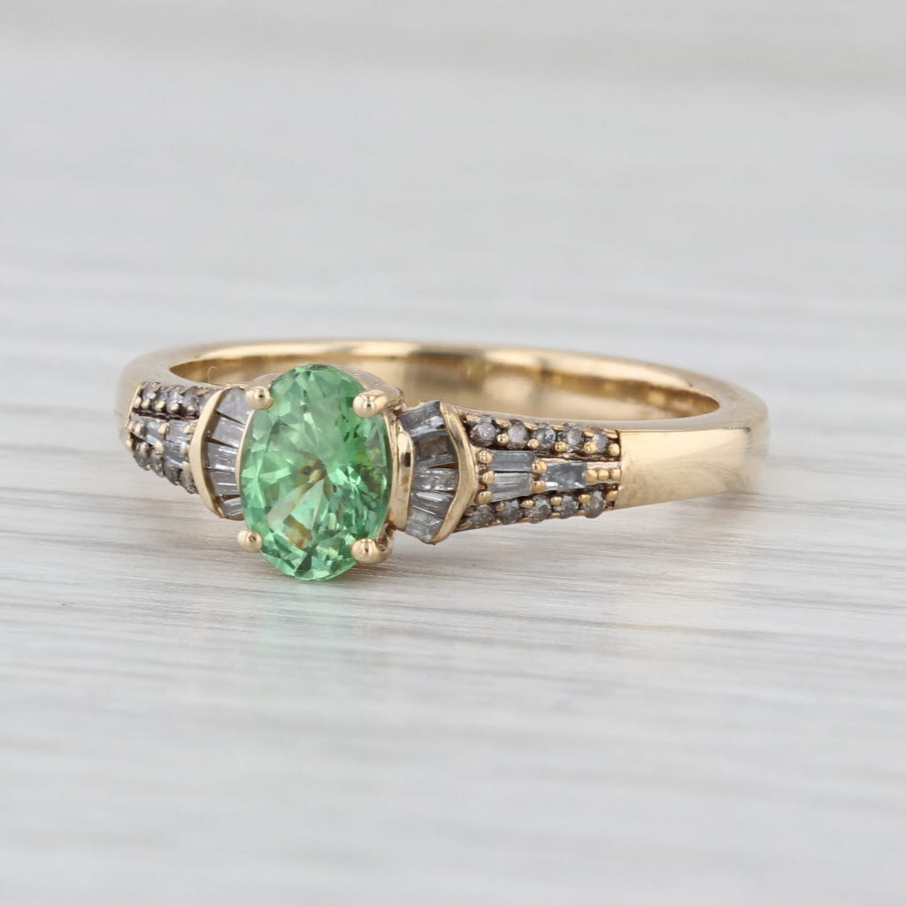 Luxoro 0.98ctw Green Tsavorite Garnet Diamond Ring 10k Yellow Gold Size 8