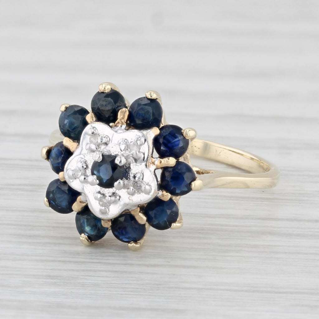 Light Gray 1ctw Blue Sapphire Diamond Ring 10k Yellow Gold Size 6