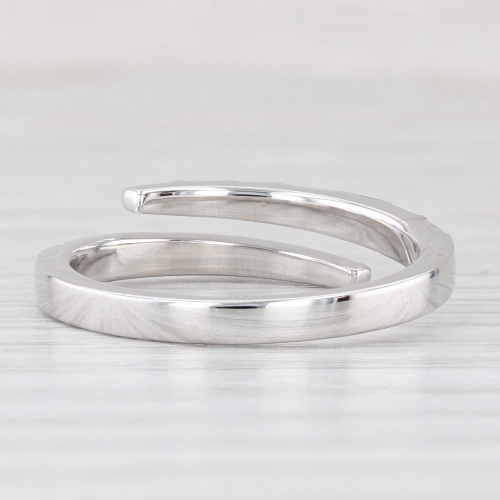 Light Gray New 0.46ctw Diamond Bypass Wedding Band 14k White Gold Stackable Adjustable Ring