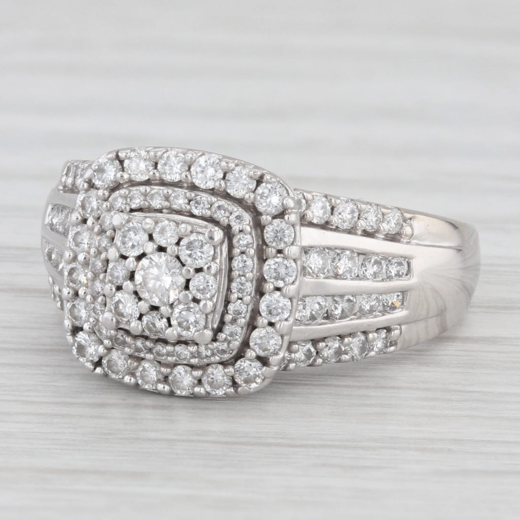 Light Gray 1ctw Round Diamond Halo Engagement Ring 10k White Gold Size 8