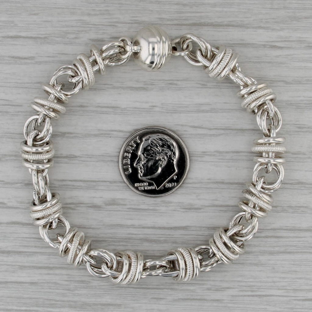 Fancy Cable Chain Statement Bracelet Sterling Silver 7" Magnetic Milor Italy