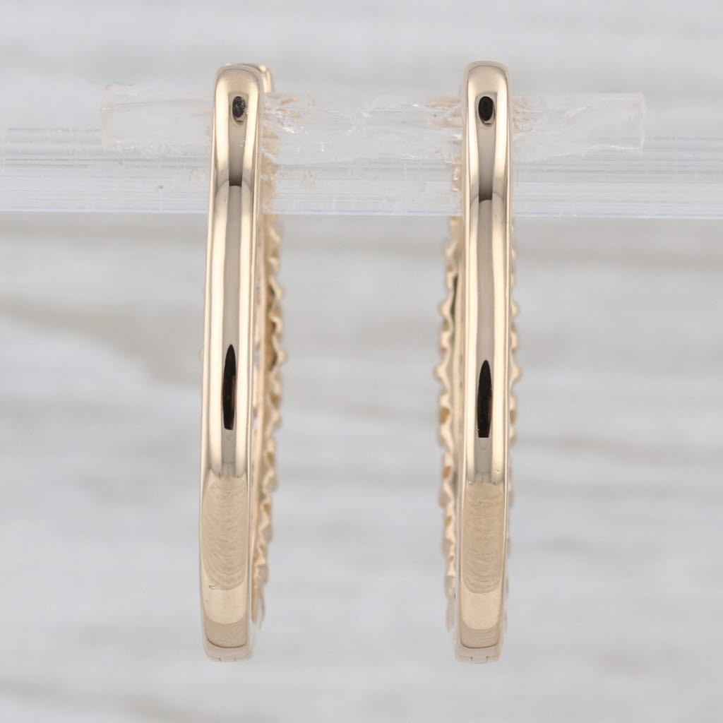 1.40ctw Diamond Oval Hoop Earrings 14k Yellow Gold Hinged with Snap Top