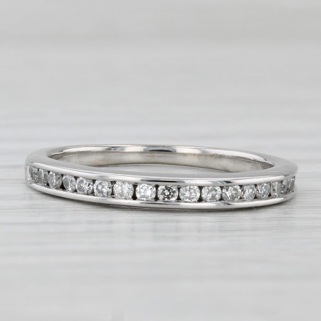Light Gray 0.24ctw Diamond Wedding Band 14k White Gold Size 6.75 Stackable Channel Set