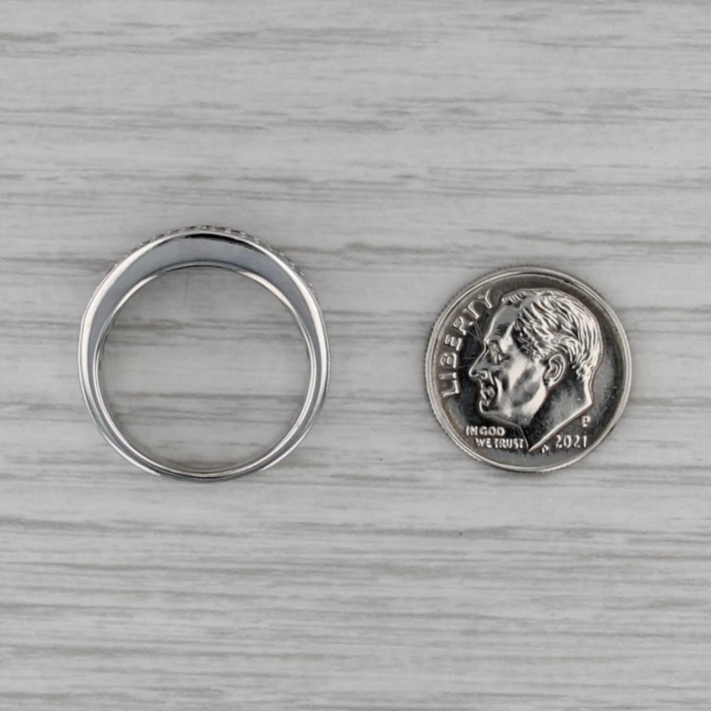 0.87ctw Diamond Wedding Anniversary Ring 14k White Gold Size 6.75-7 Band